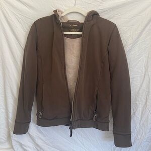 Small Women’s Brown L.L. Bean Zip up Hoodie w/ Zip Pockets & Fleece Lining